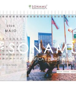 Calendário de mesa 2025, tema destinos. Imagem Nova Iorque - Estados Unidos