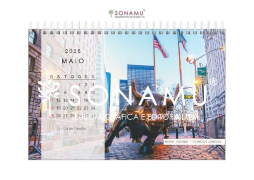 Calendário de mesa 2025, tema destinos. Imagem Nova Iorque - Estados Unidos