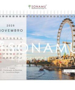 Calendário de mesa 2025, tema destinos. Imagem Londres - Inglaterra