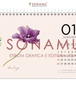 O Calendário Floral 2025 traz seu estilo minimalista com as mais belas flores da natureza em ilustrações elegantes. Tulipa