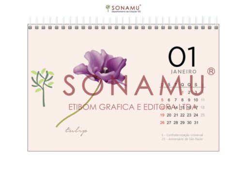 O Calendário Floral 2025 traz seu estilo minimalista com as mais belas flores da natureza em ilustrações elegantes. Tulipa