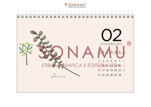 O Calendário Floral 2025 traz seu estilo minimalista com as mais belas flores da natureza em ilustrações elegantes. Samambaia