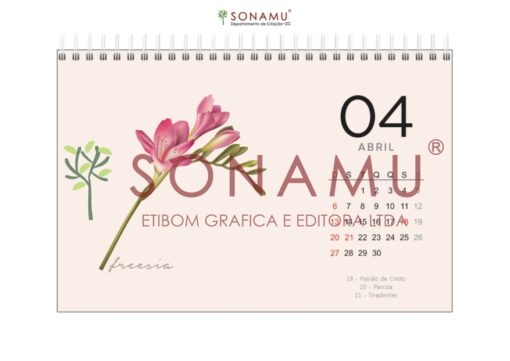 O Calendário Floral 2025 traz seu estilo minimalista com as mais belas flores da natureza em ilustrações elegantes. Freesia, frésia ou junquilho