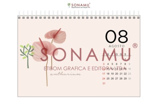 O Calendário Floral 2025 traz seu estilo minimalista com as mais belas flores da natureza em ilustrações elegantes. Antúrio