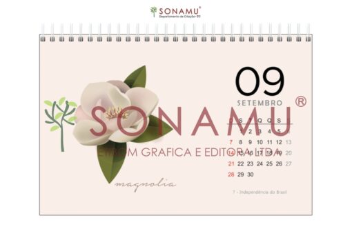 O Calendário Floral 2025 traz seu estilo minimalista com as mais belas flores da natureza em ilustrações elegantes. Magnólia