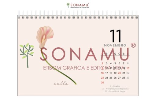 O Calendário Floral 2025 traz seu estilo minimalista com as mais belas flores da natureza em ilustrações elegantes. calla