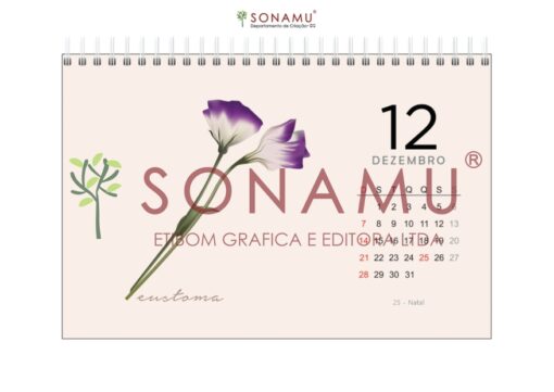 O Calendário Floral 2025 traz seu estilo minimalista com as mais belas flores da natureza em ilustrações elegantes. Eustoma