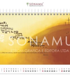 Calendário de mesa 2025, tema igreja. Ilustrações e versículos bíblicos. Como o Pai me amou, assim eu os amei; permaneçam no meu amor. João 15:9